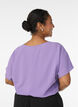 Blouse &agrave; manches courtes et encolure ronde, Mauve, Model image number 2