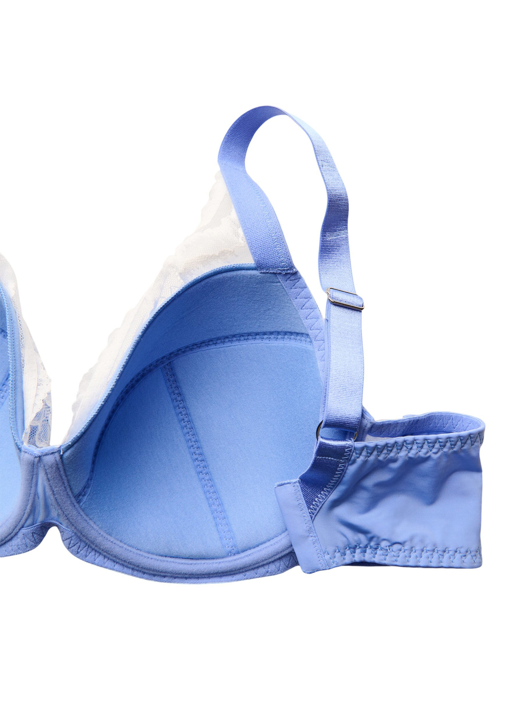 Zizzi Soutien-gorge rembourr&eacute; avec dentelle et maille, Bleu, Packshot image number 3