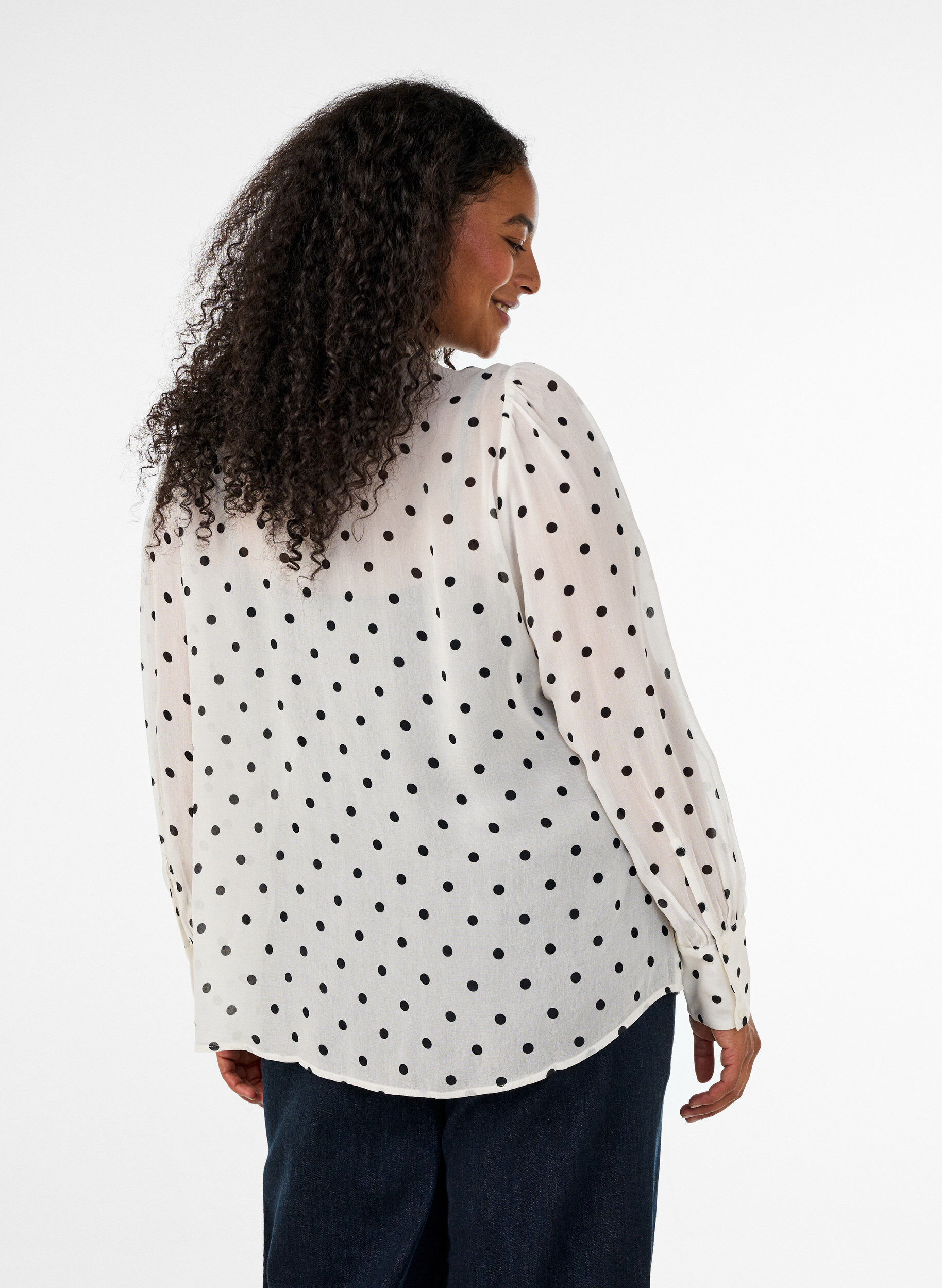 ZizziBlouse en viscose &agrave; col &agrave; volants, Blanc, Model image number 2