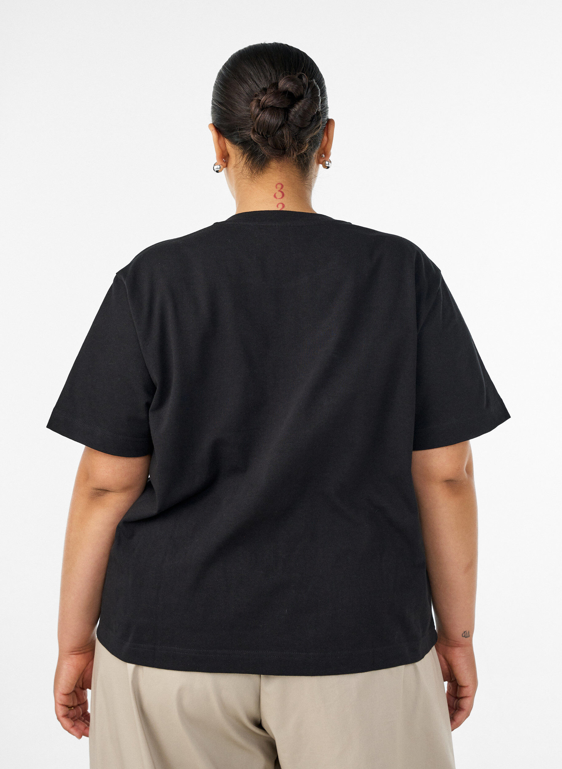 ZizziT-shirt coupe boxy en coton, Noir, Model image number 2