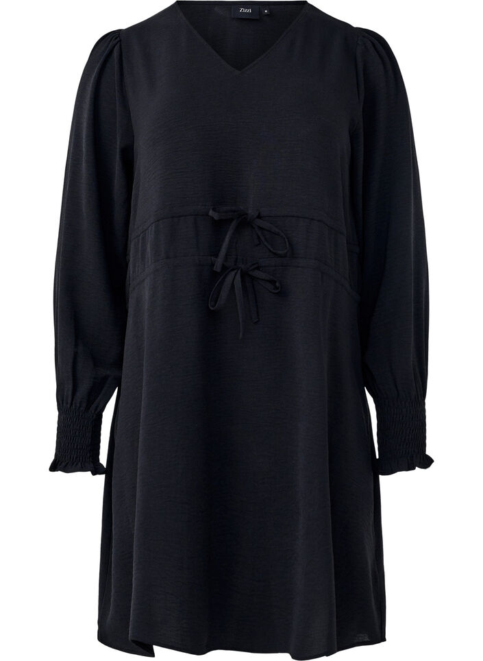 Robe avec ceintures à nouer à la taille, Noir, Packshot image number 0