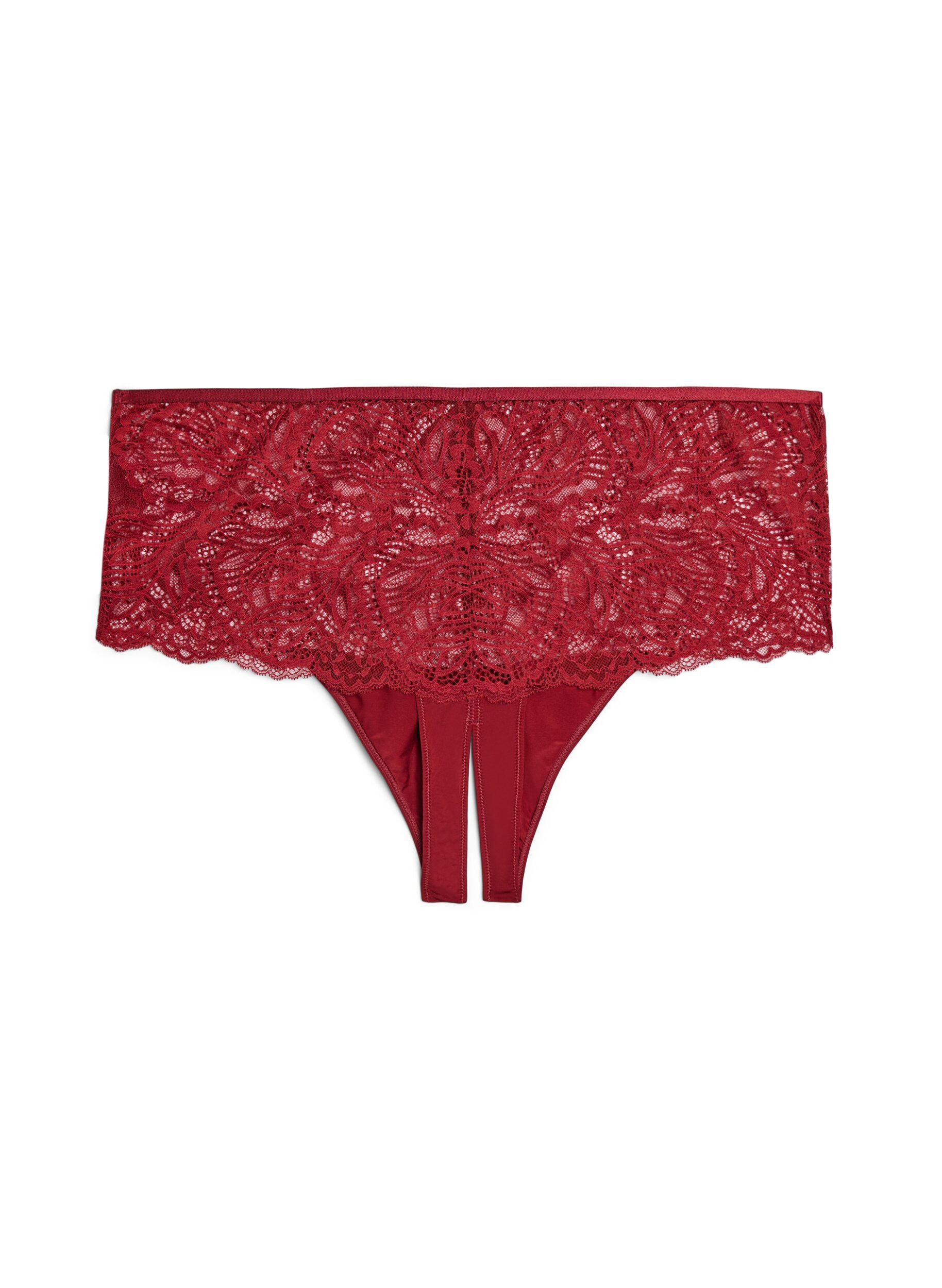 ZizziString hipster ouvert taille haute avec dentelle, Rouge, Packshot image number 1