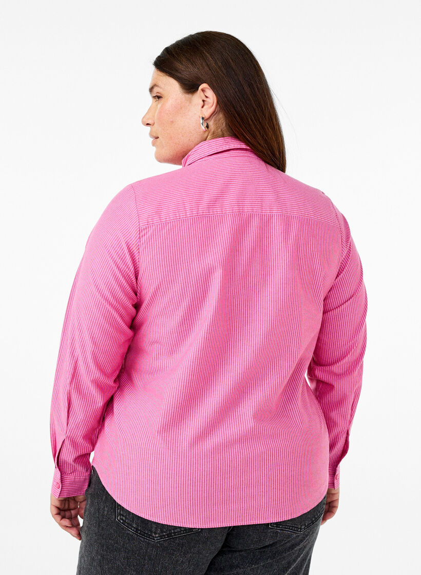 Chemise &agrave; manches longues en coton, Rouge, Model image number 2