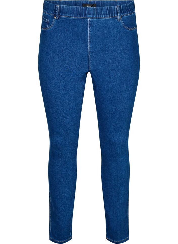 Jeggings &agrave; taille haute., Bleu, Packshot image number 0