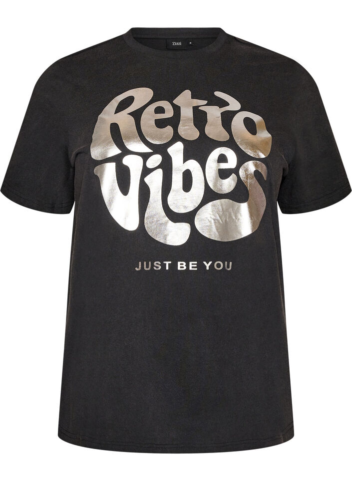 T-shirt graphique en coton bio, Noir, Packshot image number 0