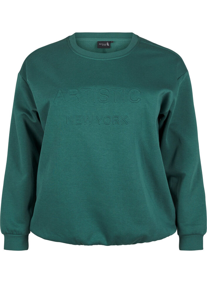 Sweat-shirt avec texte en tissu-éponge, Vert, Packshot image number 0