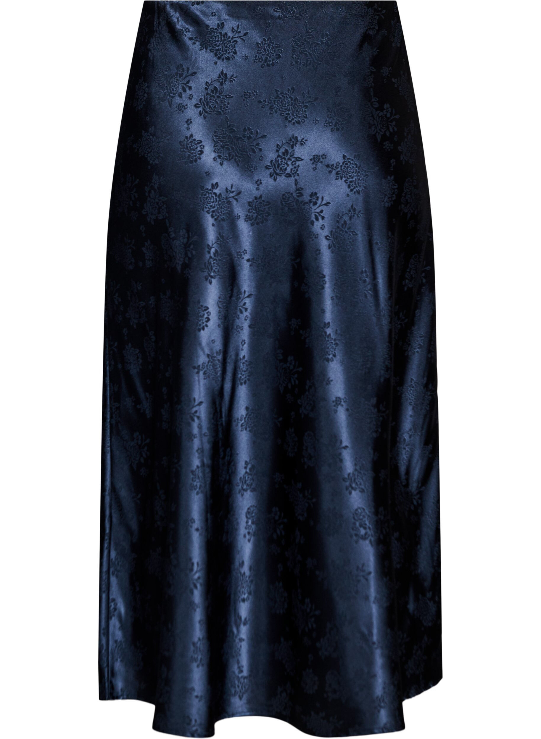 ZizziJupe en satin avec un motif floral ton sur ton, Bleu, Packshot image number 1