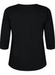 T-shirt en coton de base &agrave; manches 3/4, Noir, Packshot image number 1
