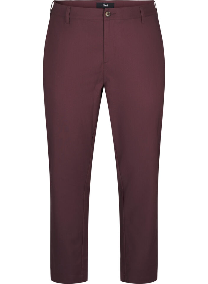 Pantalon coupe droite à taille haute, Bordeaux foncé, Packshot image number 0