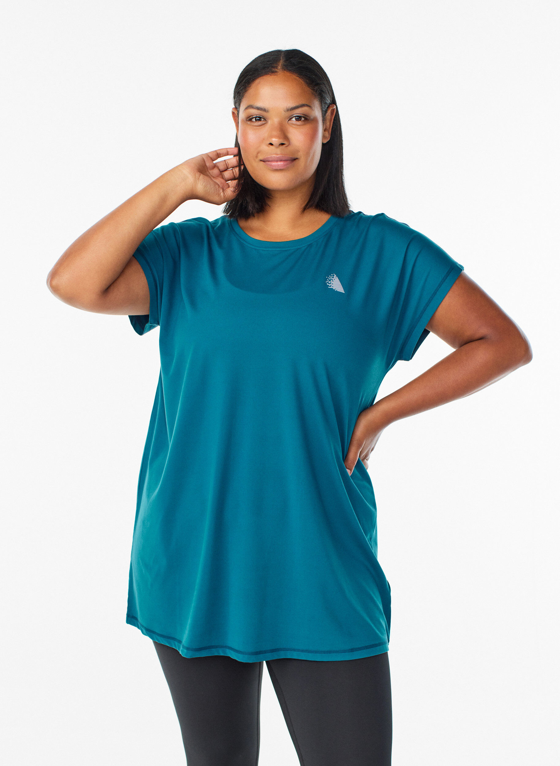 ZizziT-shirt long de sport, Bleu p&eacute;trole, Model image number 0