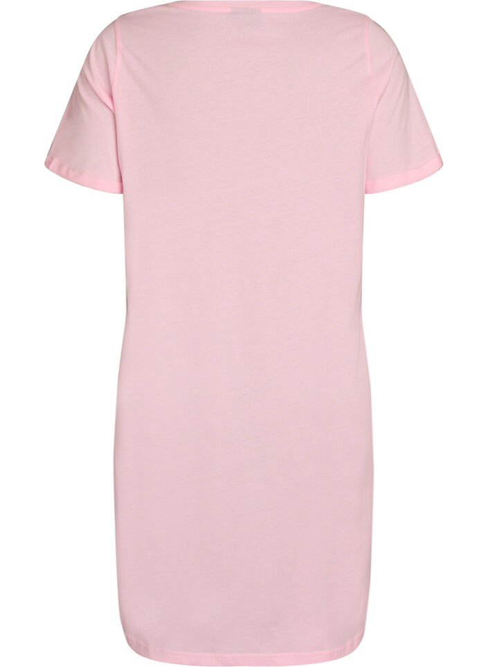 Chemise de nuit &agrave; manches courtes en coton biologique, Rose, Packshot image number 1