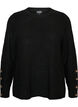 Blouse en maille c&ocirc;tel&eacute;e avec d&eacute;tails de boutons, Noir, Packshot image number 0