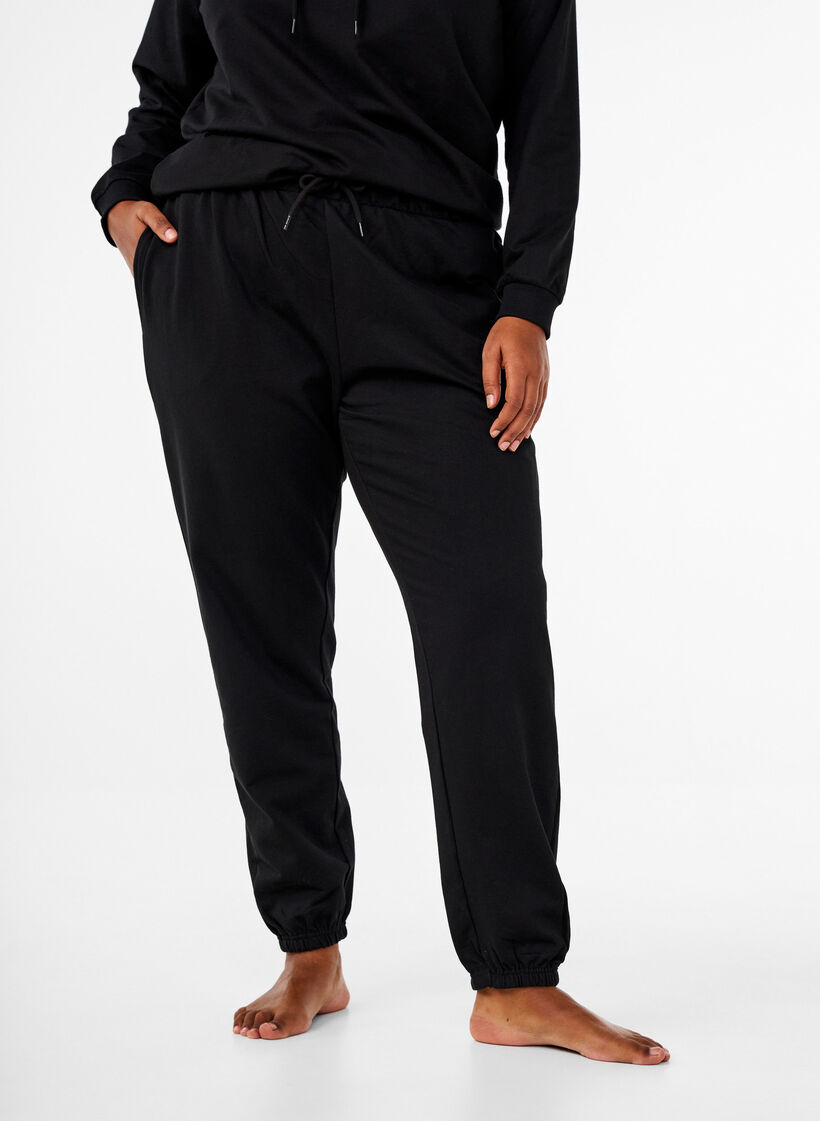 Sweat à capuche avec imprimé, Noir, Model image number 3