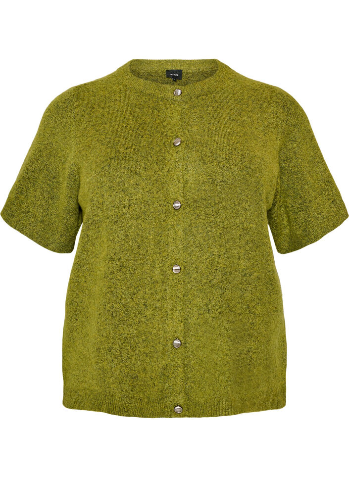 Cardigan en maille avec manches courtes, Vert clair, Packshot