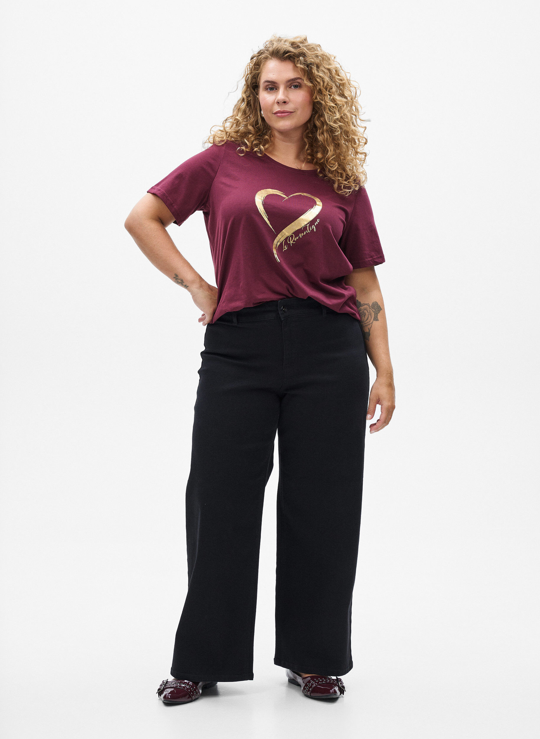 Zizzi FLASH - T-shirt imprim&eacute;, Bordeaux, Model image number 1