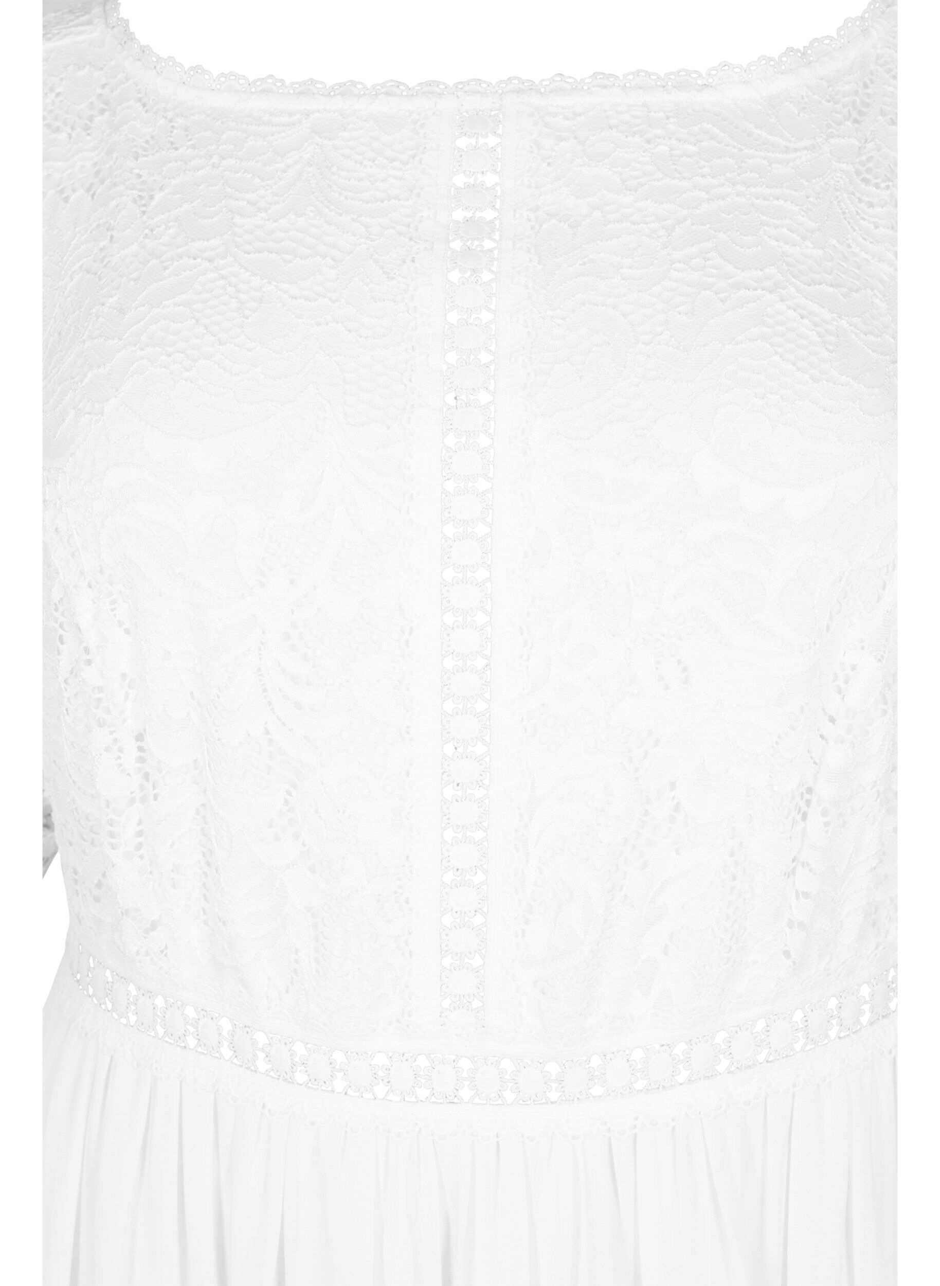 Zizzi Robe longue avec d&eacute;collet&eacute; au dos et manches courtes, Bright White, Packshot image number 2