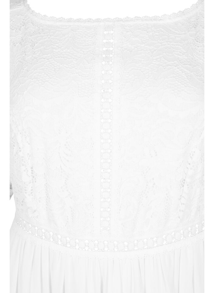 Robe longue avec décolleté au dos et manches courtes, Bright White, Packshot image number 2