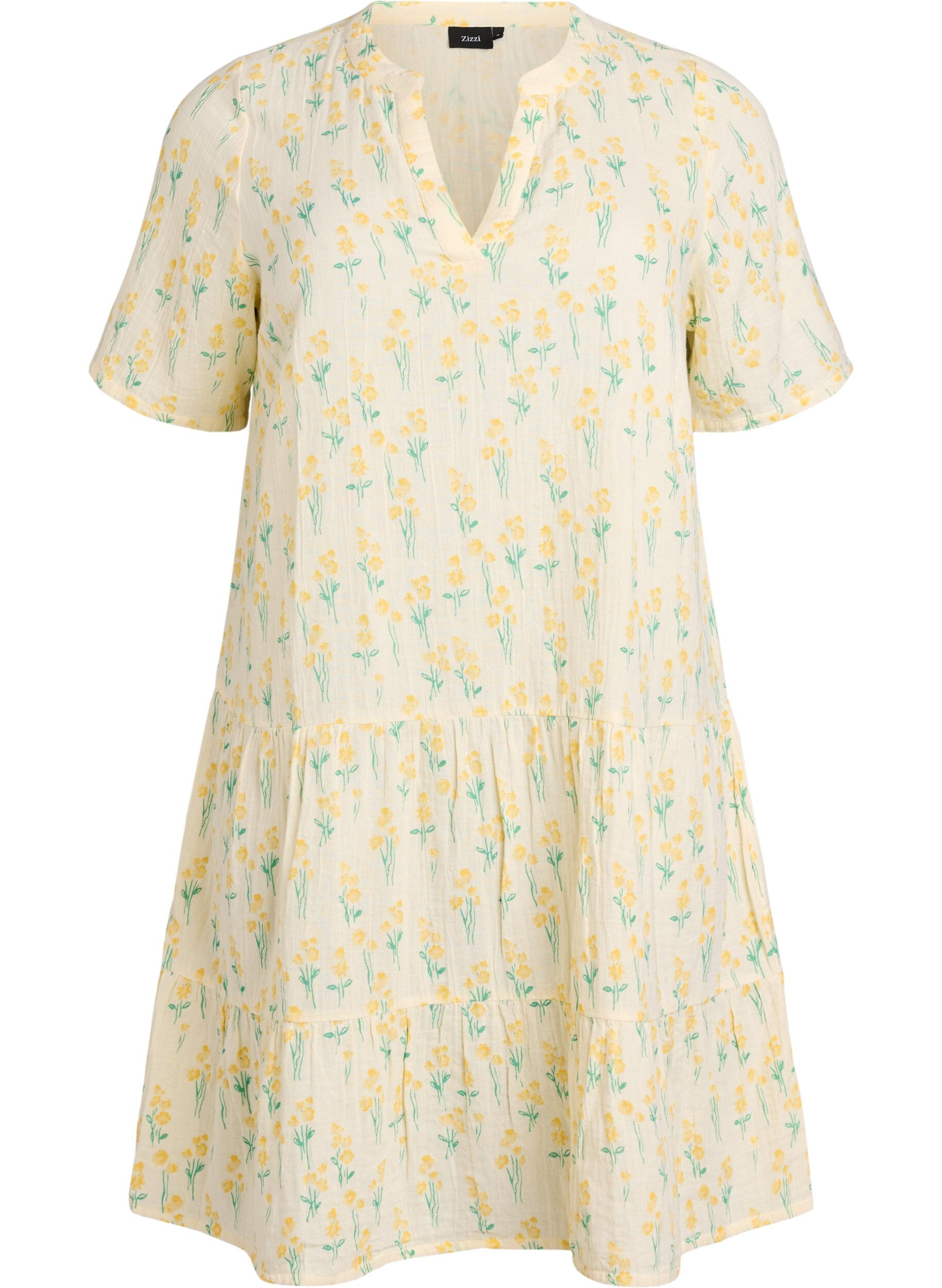 Robe courte &eacute;vas&eacute;e en mousseline de coton