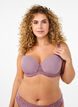 Soutien-gorge moulé avec dentelle et coupes lisses, Rose, Model image number 0
