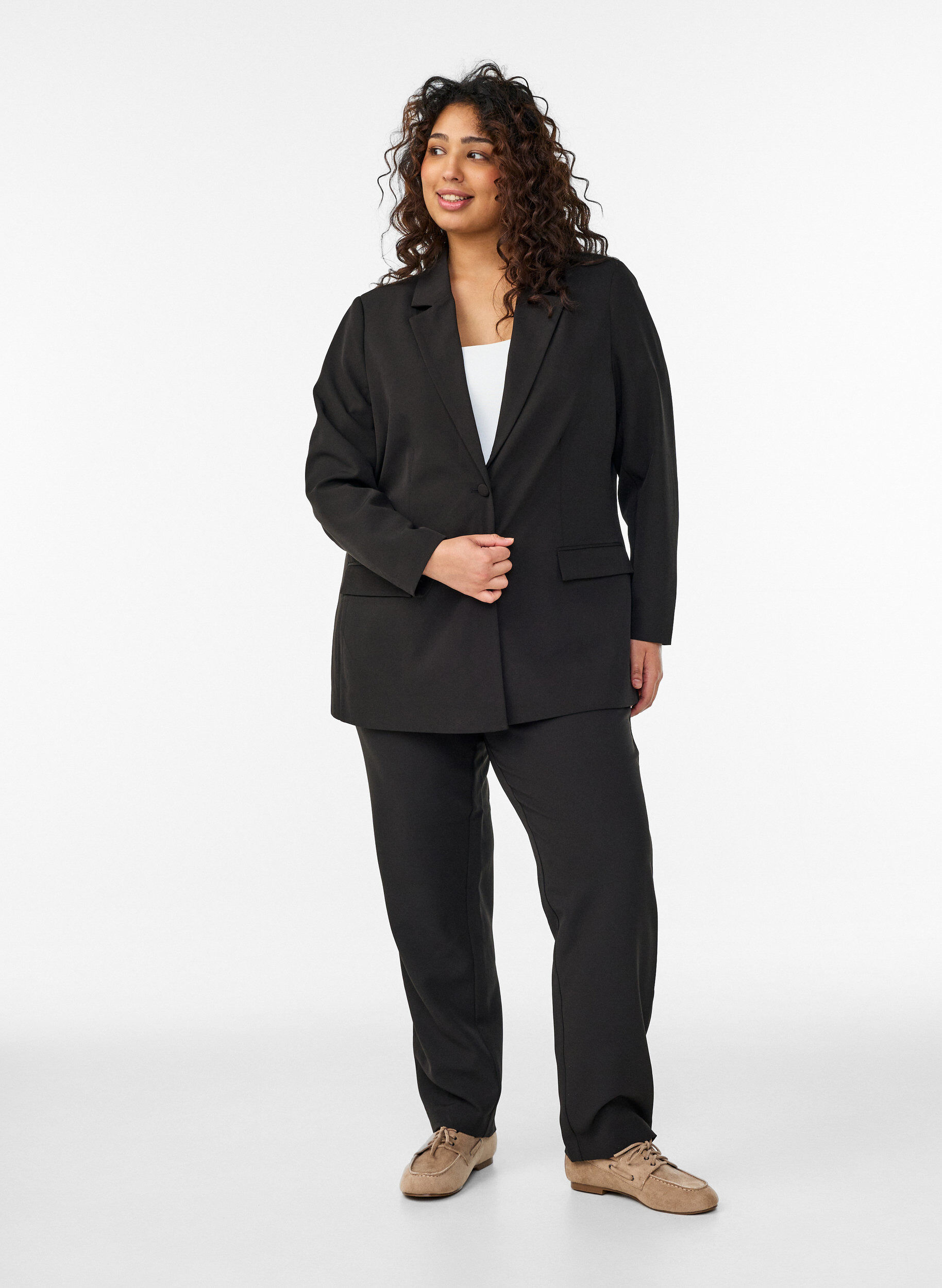ZizziBlazer classique avec fermeture boutonn&eacute;e, Noir, Model image number 1