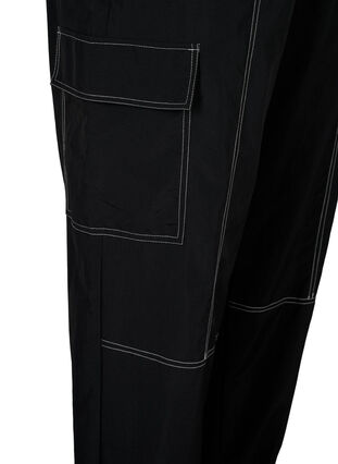 Pantalon cargo avec coutures contrastées, Black, Packshot image number 3
