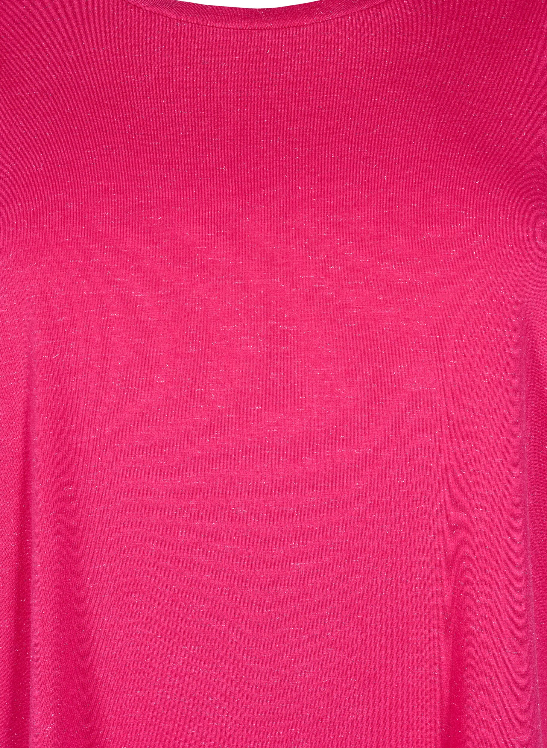 Zizzi T-shirt &agrave; paillettes avec manches courtes bouffantes, Rose, Packshot image number 2
