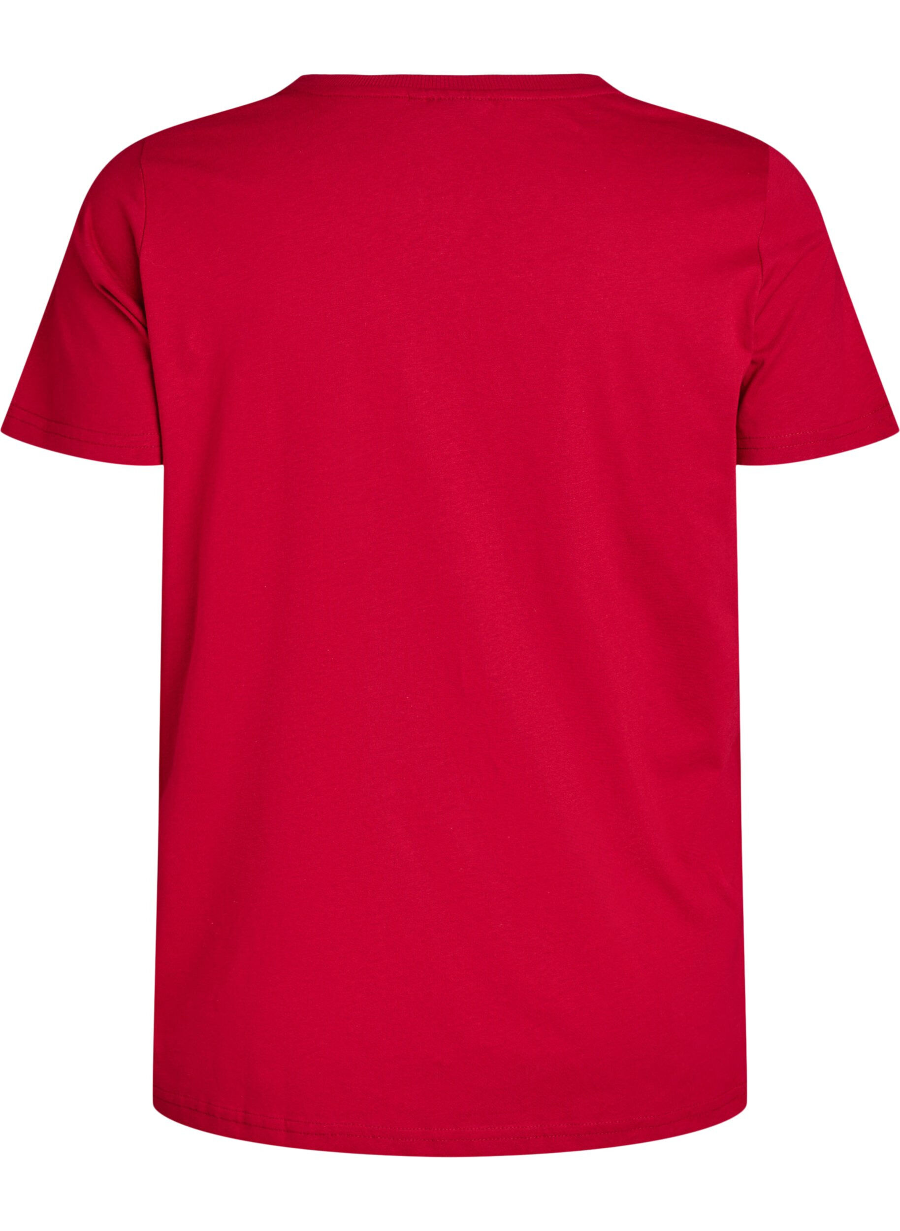 Zizzi T-shirt de No&euml;l en coton bio, Rouge, Packshot image number 1
