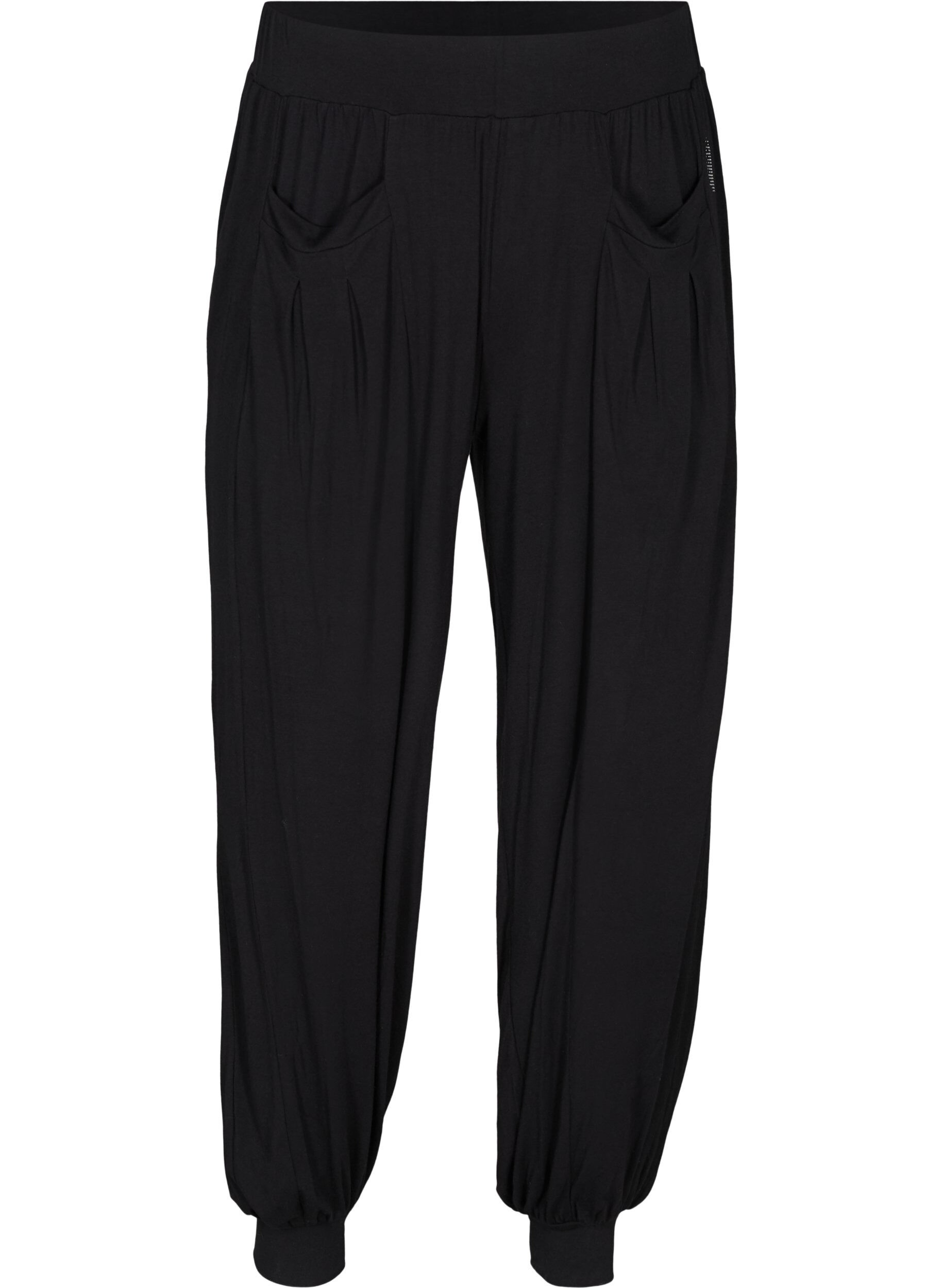 Zizzi Pantalon ample en viscose avec poches, Black, Packshot image number 0