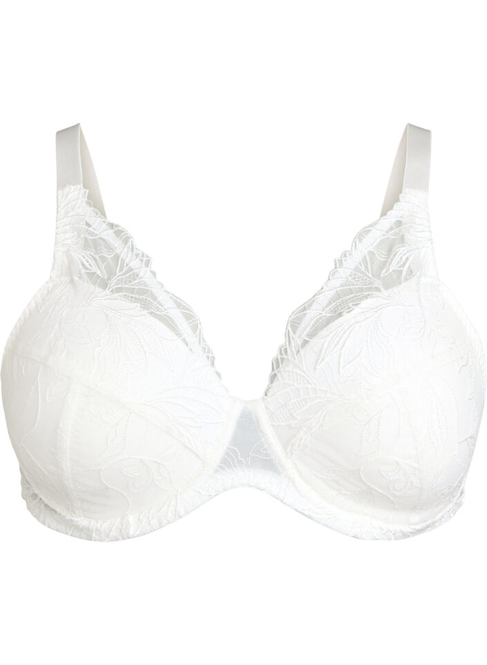 Soutien-gorge rembourr&eacute; en dentelle avec armatures, Blanc, Packshot image number 0