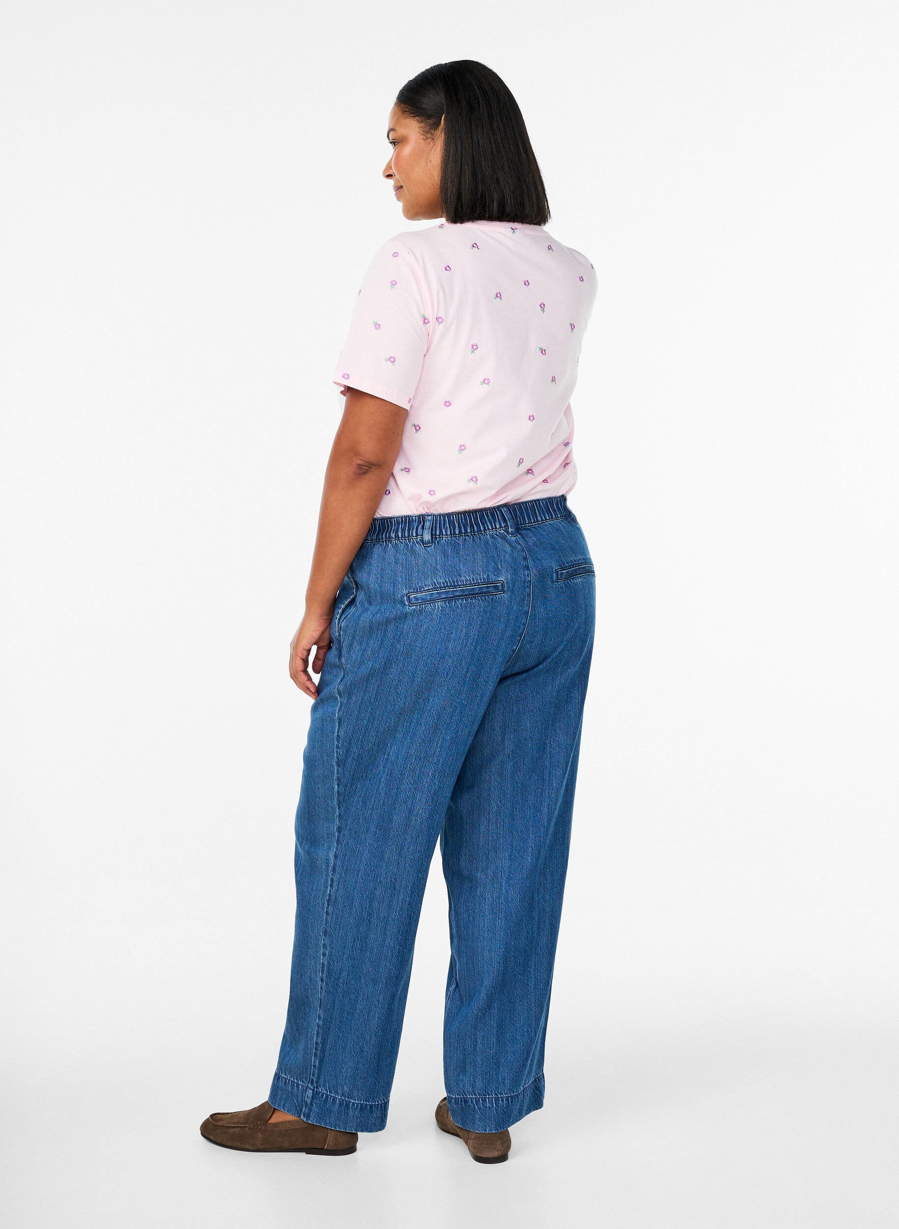 Zizzi Jean large avec taille &eacute;lastiqu&eacute;e, Bleu, Model image number 1