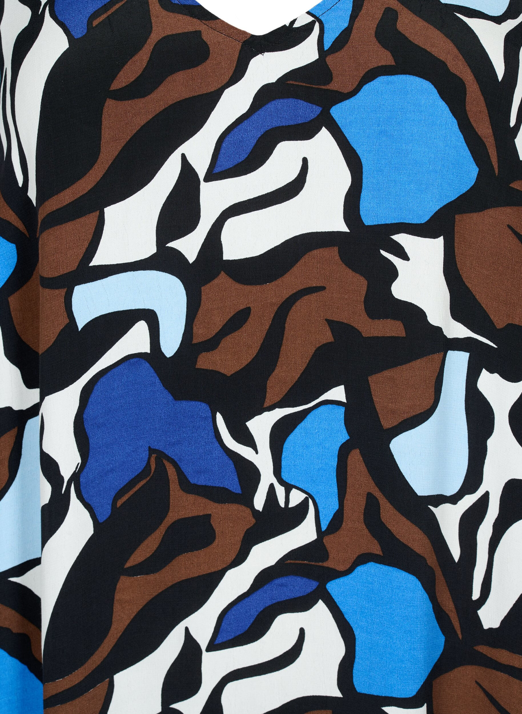 Zizzi Robe en viscose avec imprim&eacute; et manches 3/4, Zafia AOP, Packshot image number 2