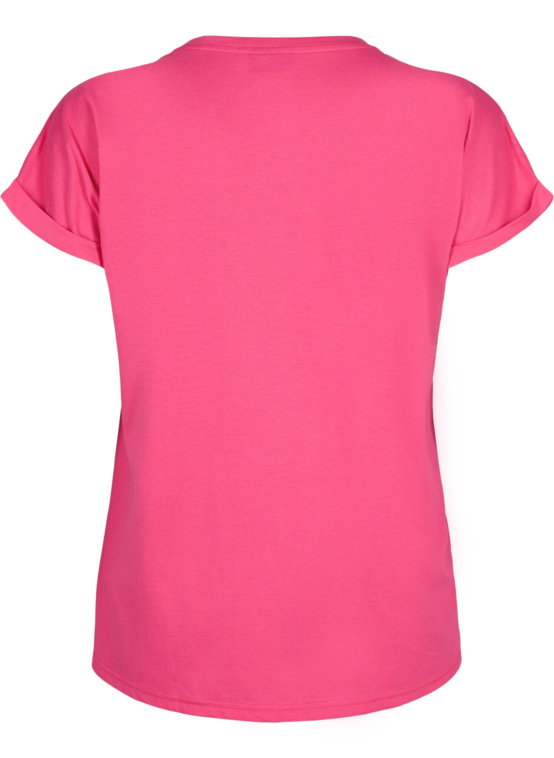 Zizzi T-shirt &agrave; manches courtes en coton m&eacute;lang&eacute;, Rose, Packshot image number 1