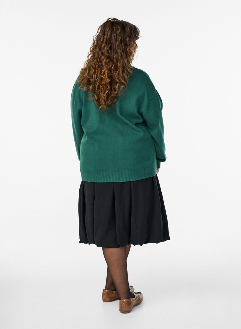 Jupe ballon mi-longue avec une ceinture élastique, Noir, Model image number 1