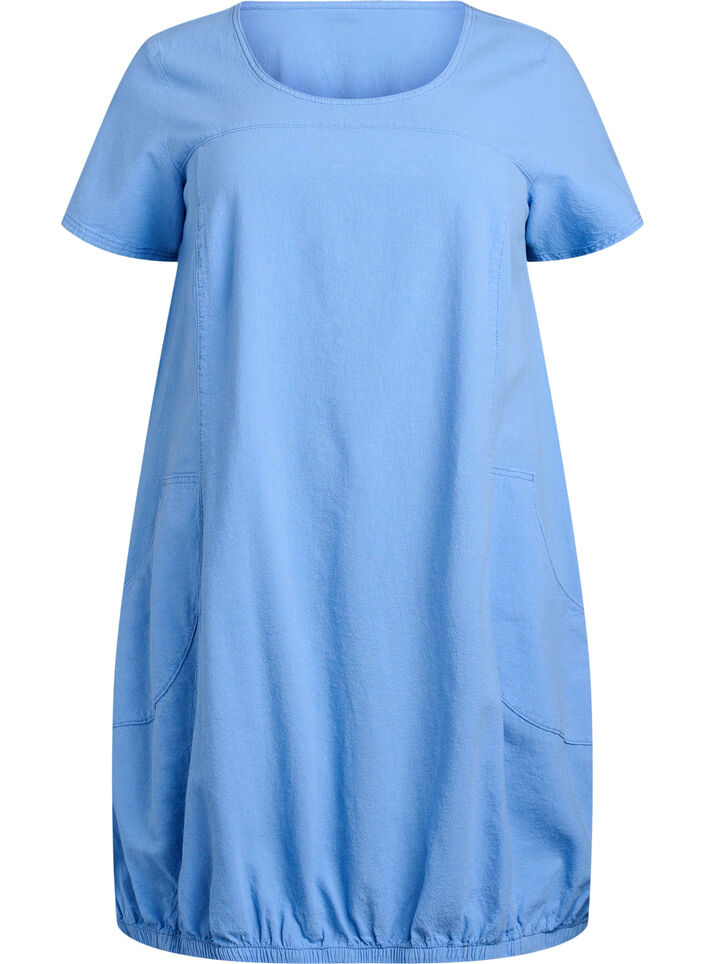 Robe en coton &agrave; manches courtes, Bleu Clair, Packshot image number 0