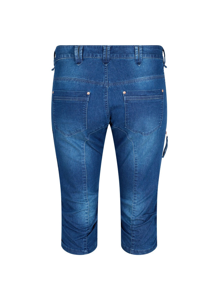 Pantacourt jean slim avec poches, Bleu, Packshot image number 1
