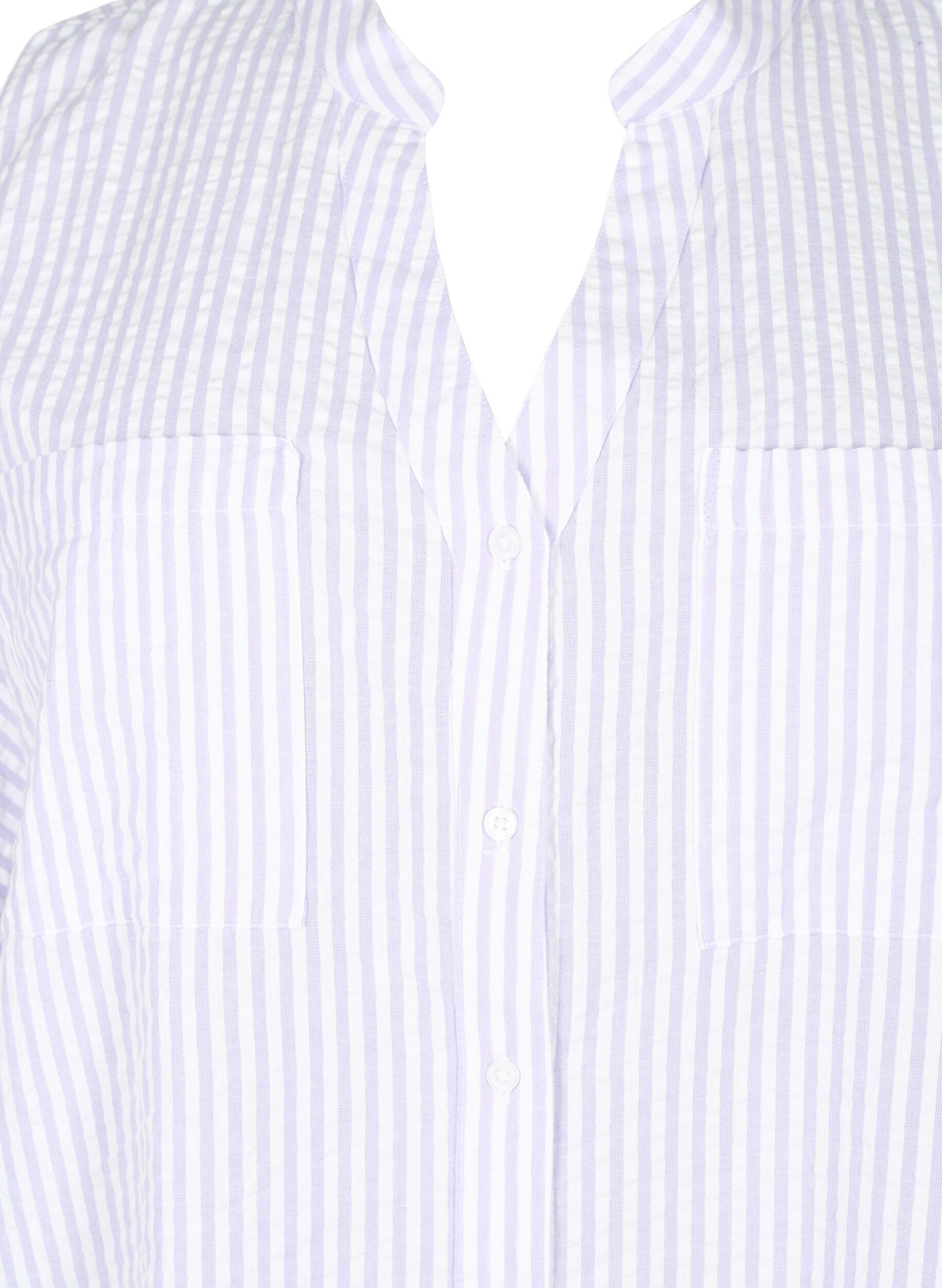 Zizzi Chemise ray&eacute;e avec poches de poitrine, White/LavenderStripe, Packshot image number 3