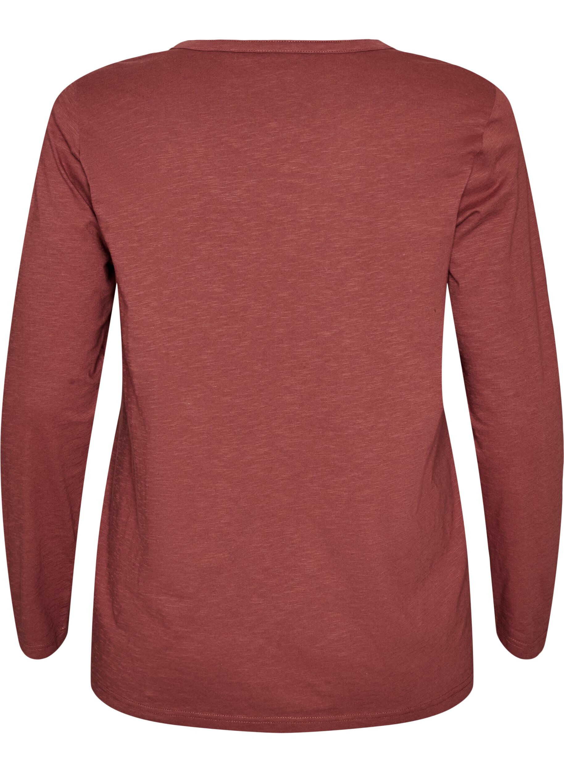 ZizziT-shirt &agrave; manches longues avec col V et boutons, Marron, Packshot image number 1