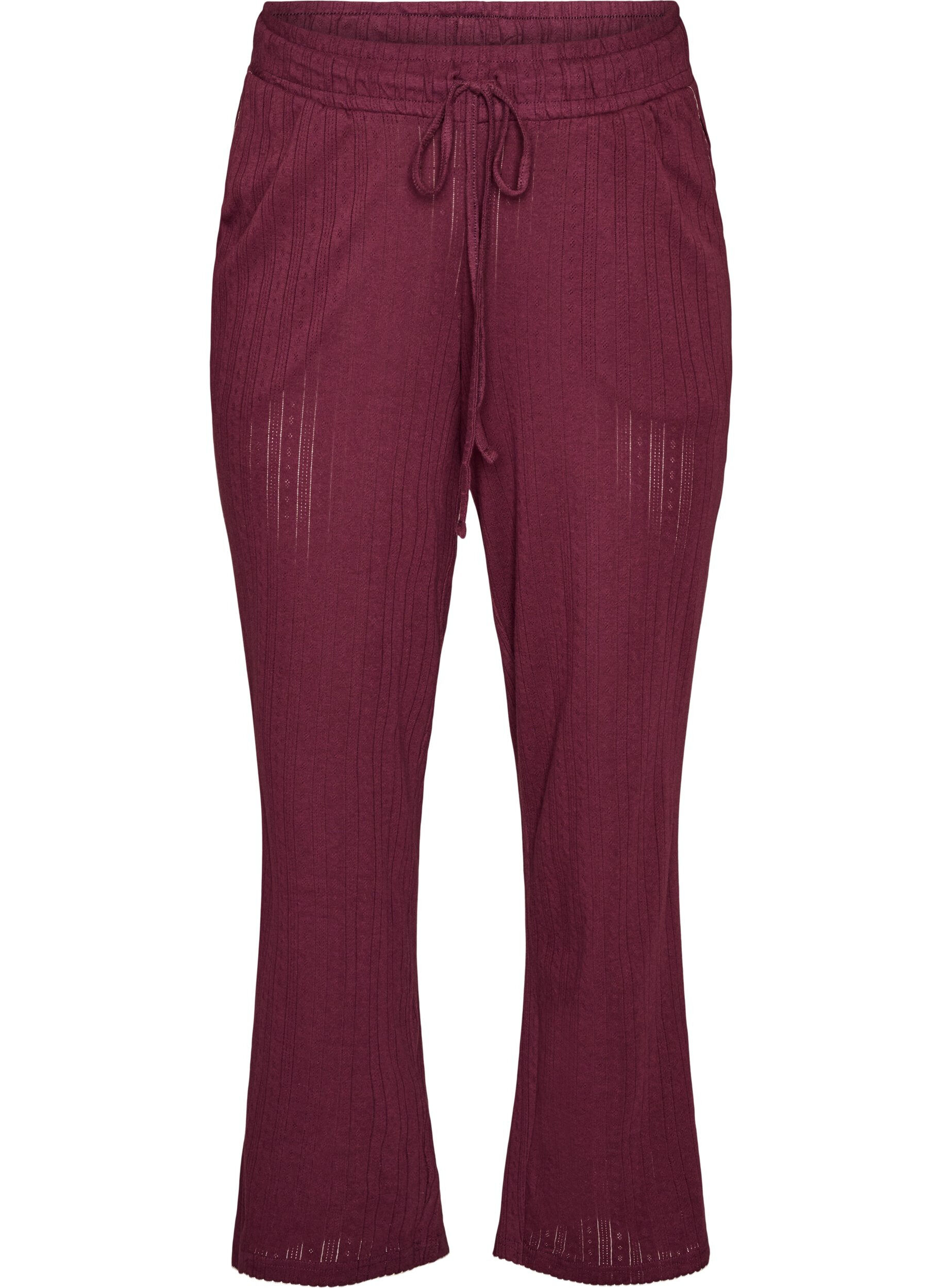 ZizziBas de pyjama en coton biologique avec broderie ajour&eacute;e, Bordeaux fonc&eacute;, Packshot image number 0