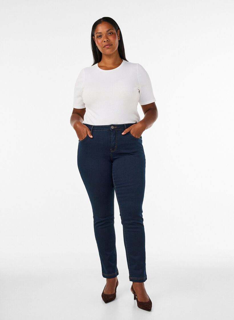 Jeans Emily Slim fit &agrave; taille r&eacute;guli&egrave;re, Bleu, Model image number 1