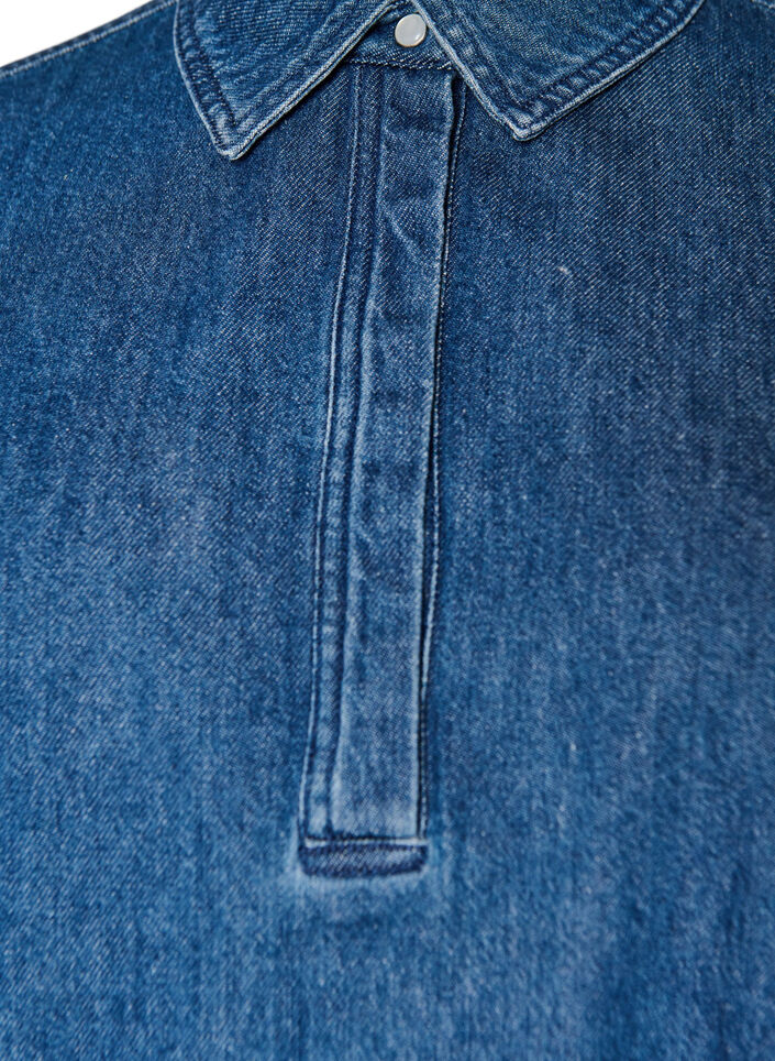 Blouse en jean coupe ballon, Bleu, Packshot