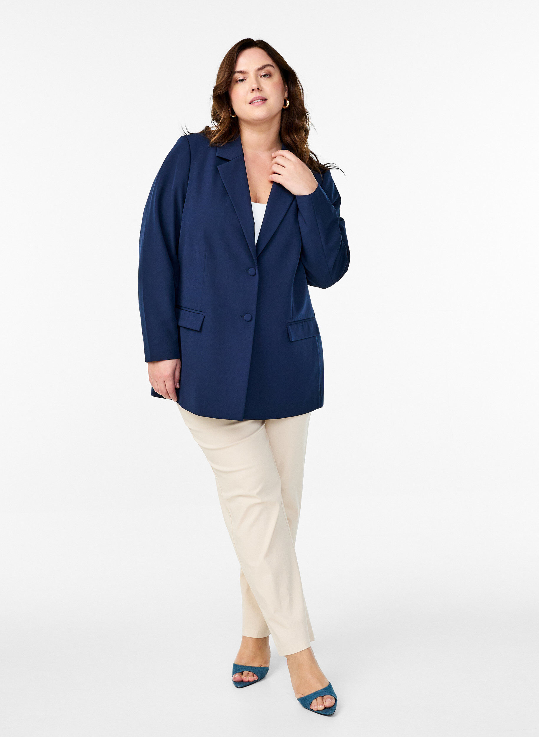 ZizziBlazer classique avec fermeture boutonn&eacute;e, Bleu, Model image number 1