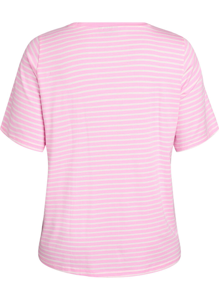T-shirt en TENCEL&trade; Lyocell &agrave; rayures, Rose, Packshot image number 1