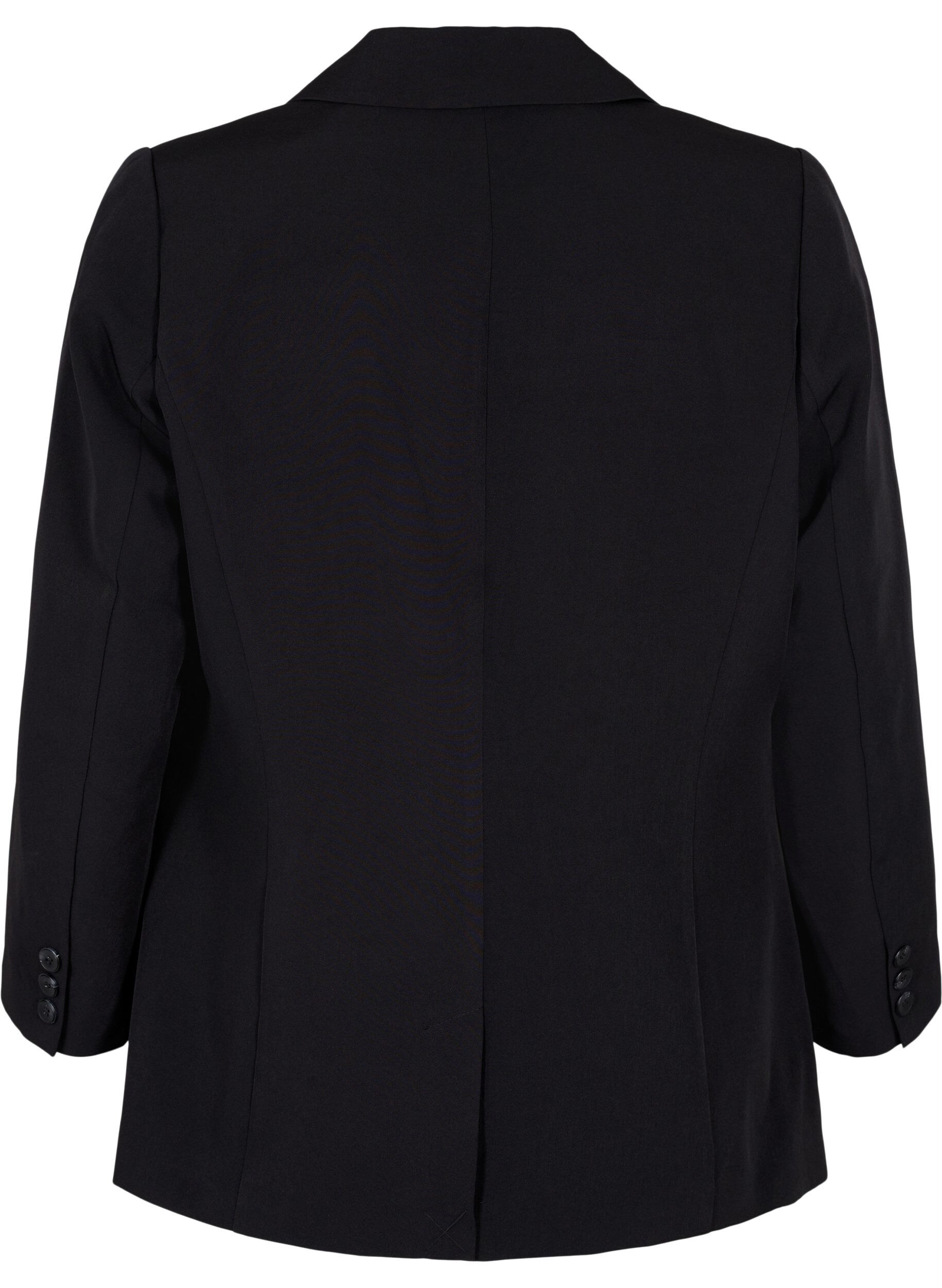 Zizzi Blazer avec une fermeture &agrave; bouton unique, Black, Packshot image number 1