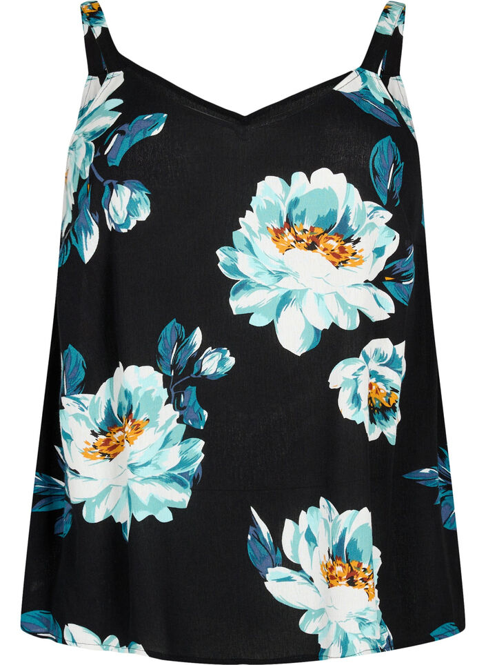 Top sans manches en viscose, Black Big Flower, Packshot image number 0