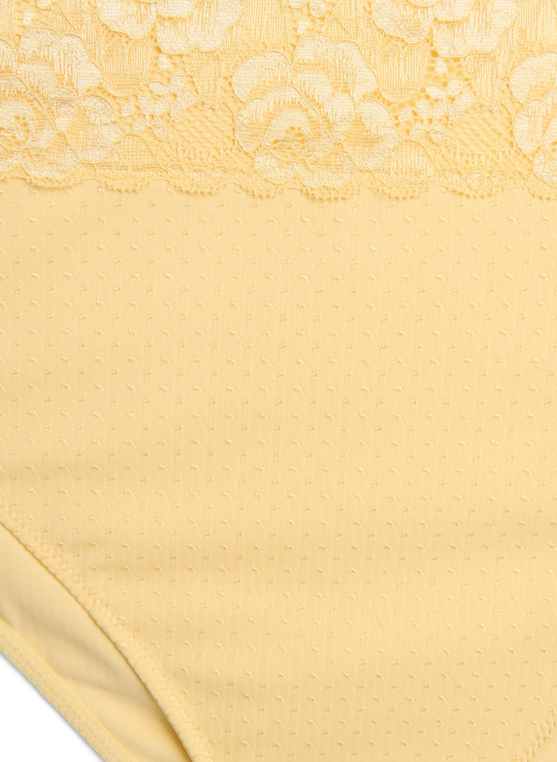 Zizzi Culotte &agrave; coupe tai avec texture dobby et finitions en dentelle, Jaune clair, Packshot image number 2