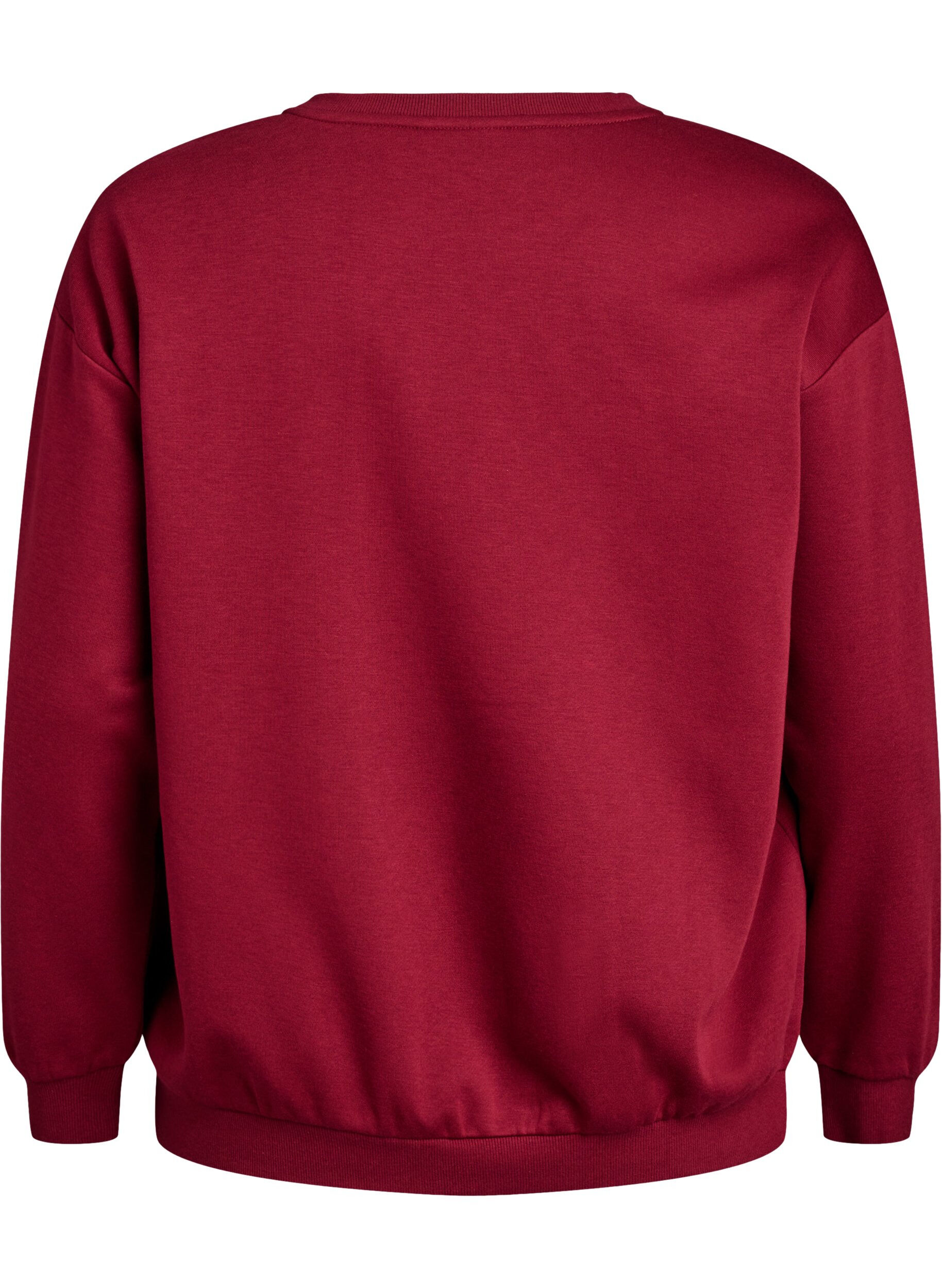 ZizziSweat avec inscription en bouclette, Bordeaux fonc&eacute;, Packshot image number 1