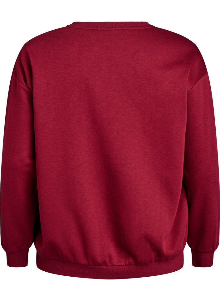 Sweat avec inscription en bouclette, Bordeaux fonc&eacute;, Packshot image number 1