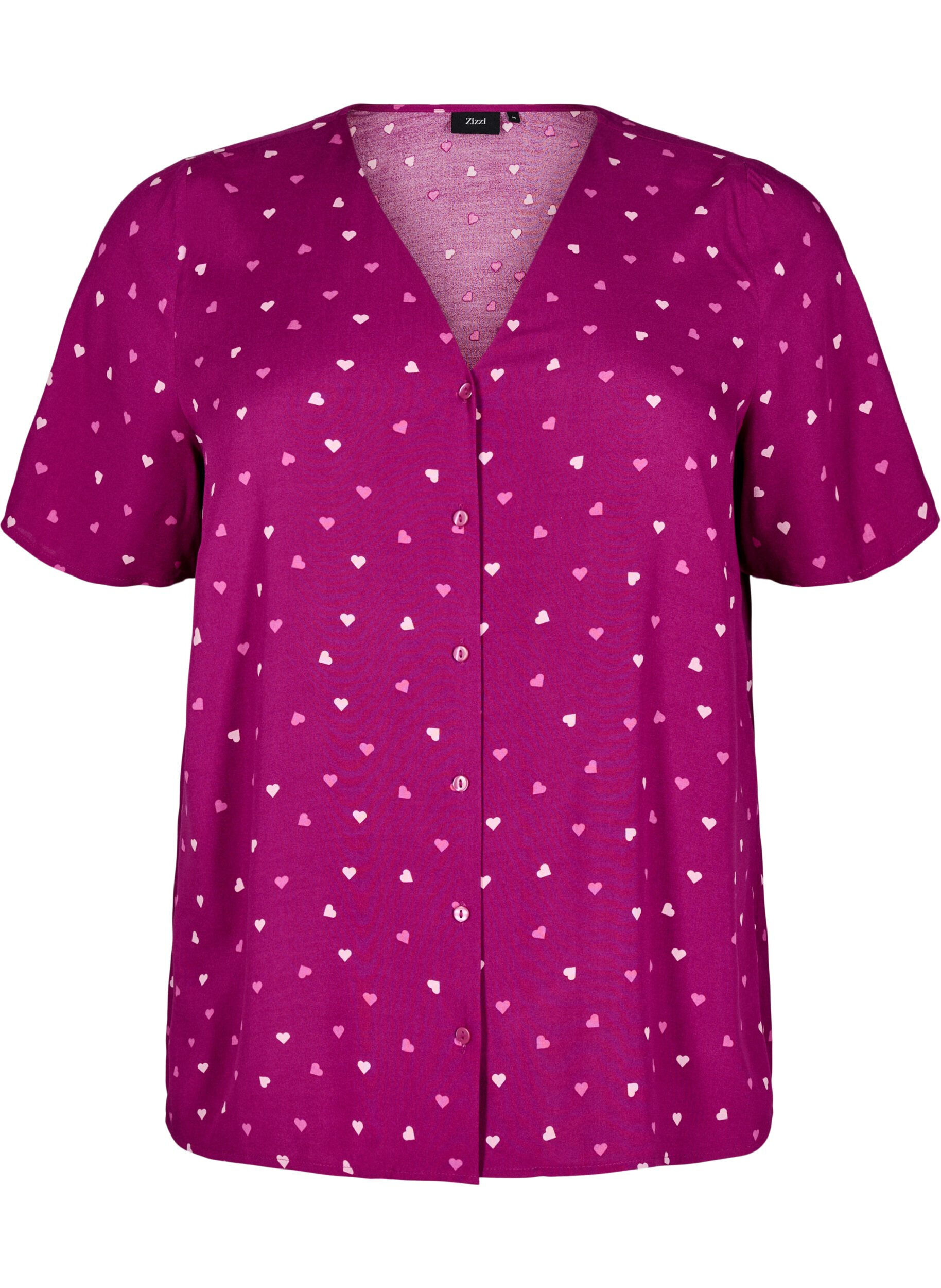 Zizzi Chemise de nuit en viscose avec imprim&eacute; c&oelig;ur, Bordeaux, Packshot image number 0