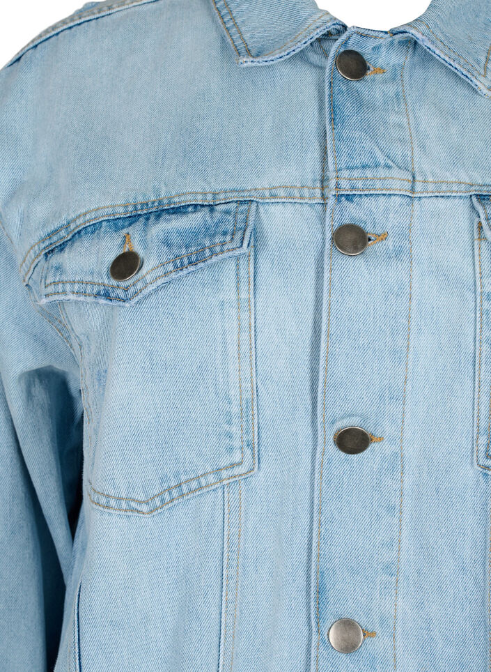 Veste en jean ample avec détails de fente, Light blue denim, Packshot image number 2