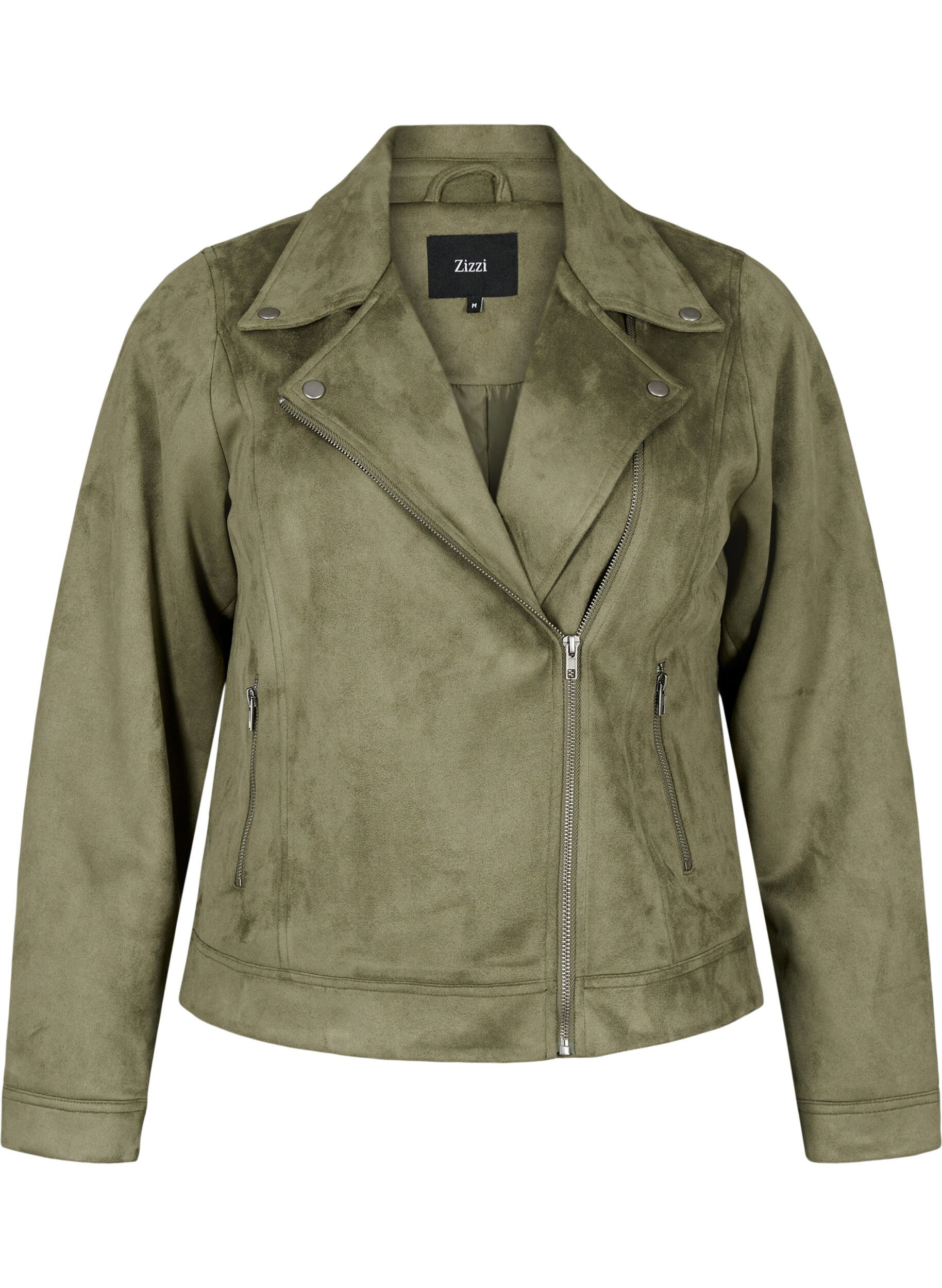 ZizziVeste de motard en faux daim, Dusty Olive, Packshot image number 0